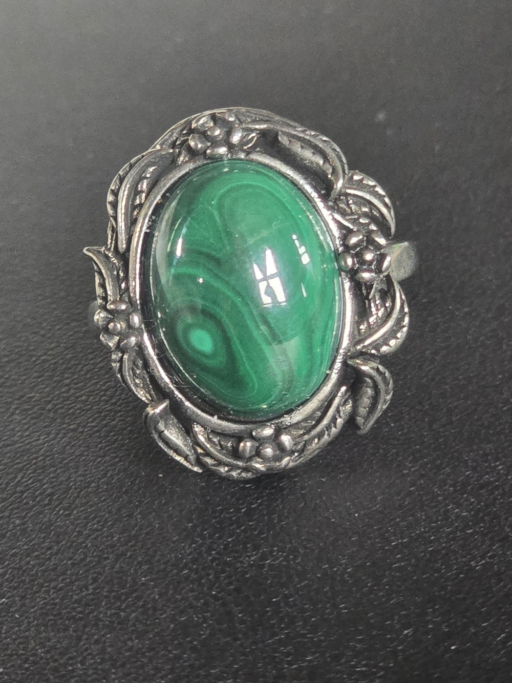 Green Malachite Copper Adustable Ring